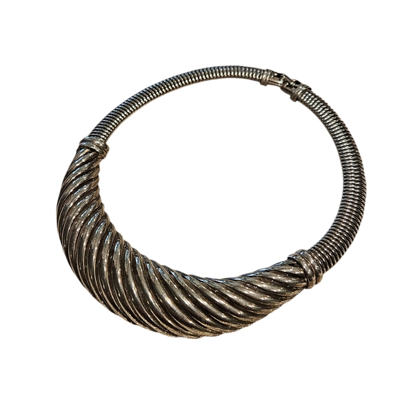 Givenchy Necklace Chunky Silver Choker Necklace 80s Vintage Givenchy - Picture 12 of 15